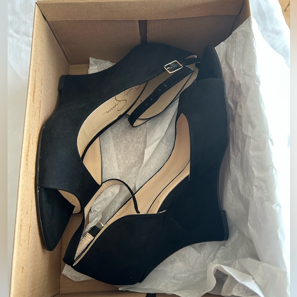 Jessica Simpson peep toe wedge sandal size 8 1/2 M - Picture 3 of 9